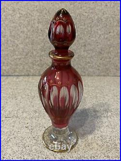 Vintage Christian Dior Baccarat Crystal Perfume Bottle Ruby Red Gold Very Rare
