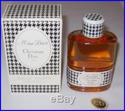Vintage Christian Dior Miss Dior Perfume Bottle/Box EDT 4 OZ Sealed 3/4+ Full