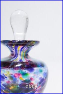 Vintage Christopher Belleau Blown Millennium Glass Multicolored Perfume Bottle