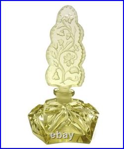 Vintage Citrine Made in Czechoslovakia Glass Perfume Bottle Dauber Art Deco