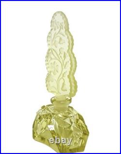 Vintage Citrine Made in Czechoslovakia Glass Perfume Bottle Dauber Art Deco