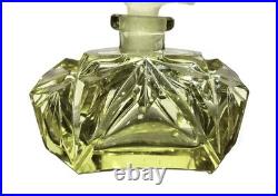 Vintage Citrine Made in Czechoslovakia Glass Perfume Bottle Dauber Art Deco