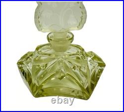 Vintage Citrine Made in Czechoslovakia Glass Perfume Bottle Dauber Art Deco