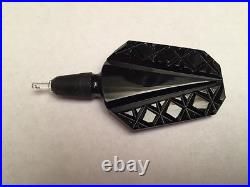 Vintage Clear Crystal Czecholslovakian Perfume Bottle With Opaque Black Stopper