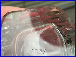 Vintage Clear Crystal Czecholslovakian Perfume Bottle With Opaque Black Stopper