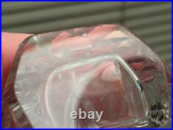 Vintage Clear Crystal Czecholslovakian Perfume Bottle With Opaque Black Stopper