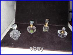 Vintage Clear Crystal Perfume Bottles Lot of 4 faceted, cut Glass