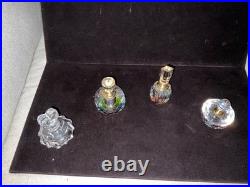 Vintage Clear Crystal Perfume Bottles Lot of 4 faceted, cut Glass