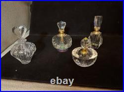 Vintage Clear Crystal Perfume Bottles Lot of 4 faceted, cut Glass Vintage Clear Crystal Perfume Bottles Lot of 4 faceted, cut Glass