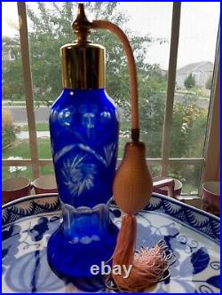 Vintage Cobalt Blue Glass Perfume Bottles Vanity Extravaganza! Gorgeous Color