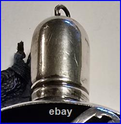 Vintage Cobalt Glass Perfume Bottle 935 Silver Overlay Art Deco Crown Stopper 2