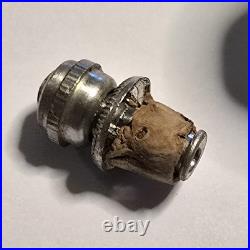 Vintage Cobalt Glass Perfume Bottle 935 Silver Overlay Art Deco Crown Stopper 2