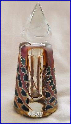 Vintage Craig Zweifel 1983 Art Glass Iridescent Perfume Bottle
