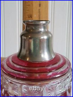 Vintage Cranberry Cut to Clear Perfume Scent Cologne Bottle, Dorflinger, Baccarat
