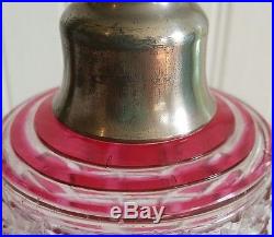 Vintage Cranberry Cut to Clear Perfume Scent Cologne Bottle, Dorflinger, Baccarat