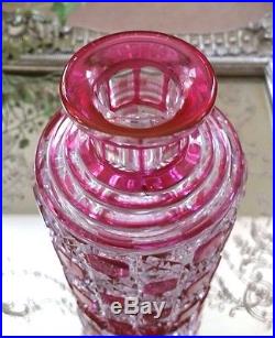 Vintage Cranberry Pink Cut to Clear Perfume Scent Cologne Bottle, Dorflinger