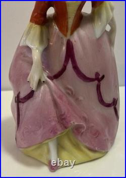 Vintage Crown Top Perfume Bottle Figural Porcelain Victorian Lady Germany Rare