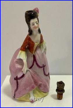 Vintage Crown Top Perfume Bottle Figural Porcelain Victorian Lady Germany Rare