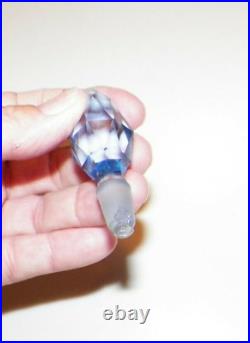 Vintage Crystal Blue Horn Shape Perfume Bottle 9 1/2