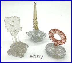 Vintage Crystal Perfume Bottle Lot of 3 Morlee Color Czechoslovakia