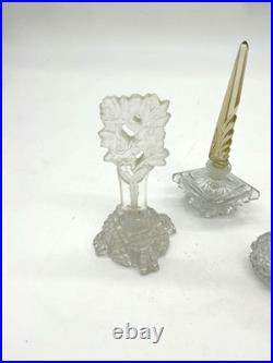 Vintage Crystal Perfume Bottle Lot of 3 Morlee Color Czechoslovakia