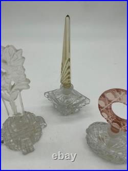 Vintage Crystal Perfume Bottle Lot of 3 Morlee Color Czechoslovakia