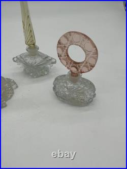 Vintage Crystal Perfume Bottle Lot of 3 Morlee Color Czechoslovakia