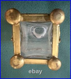 Vintage Crystal Perfume Bottle Ornate Gilt Brass Baskets Bows Dauber Intact Vintage Crystal Perfume Bottle Ornate Gilt Brass Baskets Bows Dauber Intact