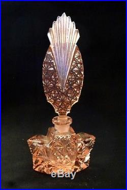 Vintage Crystal Perfume Bottle Rich Pink Original Hand Crafted
