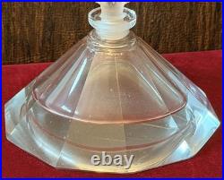Vintage Crystal Perfume Bottle With Fancy Art Deco Style Stopper & Silver Bottle