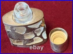 Vintage Crystal Perfume Bottle With Fancy Art Deco Style Stopper & Silver Bottle