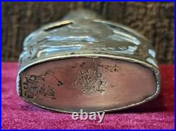 Vintage Crystal Perfume Bottle With Fancy Art Deco Style Stopper & Silver Bottle