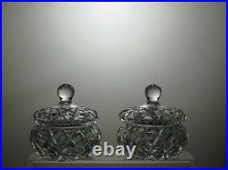 Vintage Cut Crystal Dressing Table Set Perfume Bottles Candle Holders Trinkets