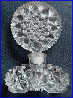 Vintage Cut Crystal Perfume Bottle Huge Round Hobstar Stopper Czech Bohemian Vintage Cut Crystal Perfume Bottle Huge Round Hobstar Stopper Czech Bohemian