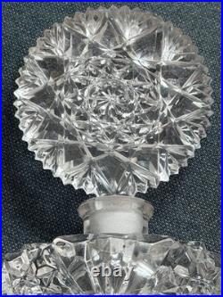 Vintage Cut Crystal Perfume Bottle Huge Round Hobstar Stopper Czech Bohemian