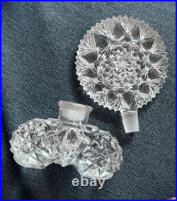 Vintage Cut Crystal Perfume Bottle Huge Round Hobstar Stopper Czech Bohemian