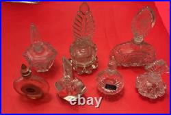 Vintage Cut Crystal Perfume Bottle Lot With Mirrored Vanity Tray