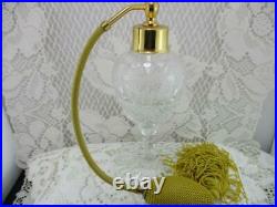 Vintage Cut Crystal Perfume BottleFrosted Etched DesignAtomizer