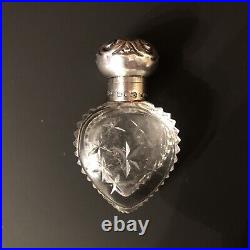 Vintage Cut Glass Lay-Down Perfume Bottle with Sterling Hinged Cap