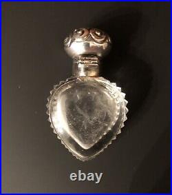 Vintage Cut Glass Lay-Down Perfume Bottle with Sterling Hinged Cap