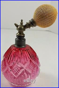 Vintage Cut Glass Rubina Perfume Atomizer With Bulb