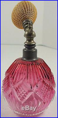 Vintage Cut Glass Rubina Perfume Atomizer With Bulb