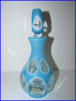 Vintage Cut Overlay Millefiori Art Glass Decanter Scent Bottle 964