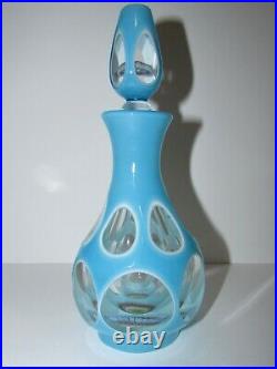 Vintage Cut Overlay Millefiori Art Glass Decanter Scent Bottle 964