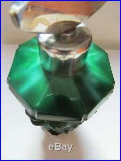 Vintage Czech ART DECO Jade Glass Perfume Bottle Atomizer Hoffman Schlevogt Nude