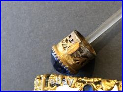Vintage Czech Blue Rhinestone Enamel Mini Perfume Bottle