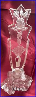 Vintage Czech/ Bohemian Intaglio Clear Crystal Cut Glass Perfume bottle Art Deco