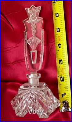 Vintage Czech/ Bohemian Intaglio Clear Crystal Cut Glass Perfume bottle Art Deco Vintage Czech/ Bohemian Intaglio Clear Crystal Cut Glass Perfume bottle Art Deco