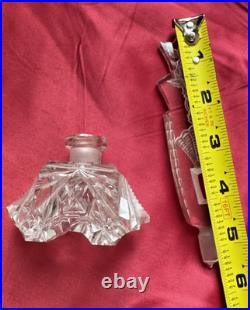 Vintage Czech/ Bohemian Intaglio Clear Crystal Cut Glass Perfume bottle Art Deco