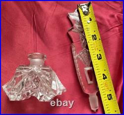 Vintage Czech/ Bohemian Intaglio Clear Crystal Cut Glass Perfume bottle Art Deco